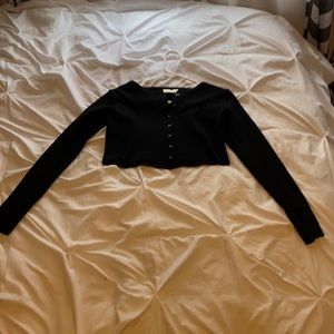Black button up crop top
